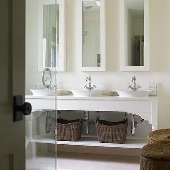 Shared Bathrooms 80s Remodel, White Mirrors, Custom Bathroom Vanity, Double Sinks, Transitional Bathroom, Custom Bathroom, Gorgeous Bathroom, Boys Bathroom, Sink Vanity