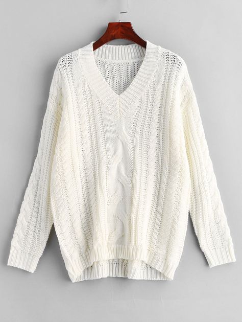 ZAFUL V Neck Cable Knit Sweater  WHITE , #AD, #Cable, #Neck, #ZAFUL, #WHITE, #Sweater #Ad V Neck Cable Knit Sweater, Trendy Winter Fashion, Mode Editorials, Winter Knit Sweater, Pullover Mode, Pullover Outfit, Mode Inspo, Winter Outfits Women, Cable Knit Sweater