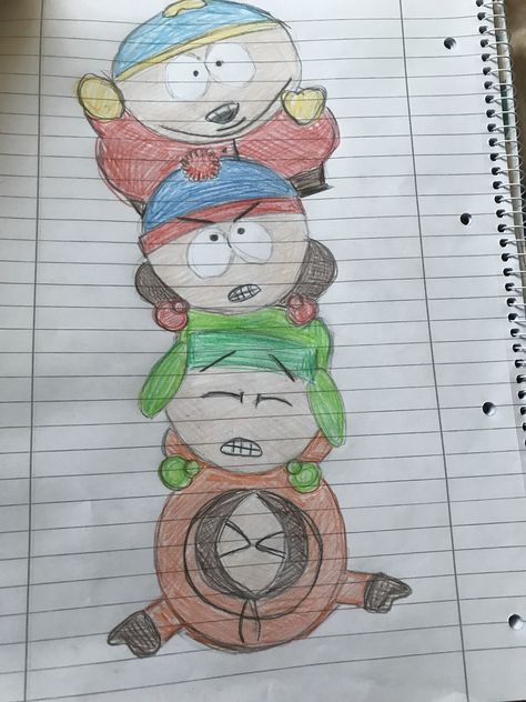 Southpark Characters Drawing, Drawing South Park Characters, South Park Sketch Art, Drawing Ideas South Park, South Park Sketchbook, South Park Drawing Ideas, Southpark Painting, Southpark Sketch, Southpark Drawings