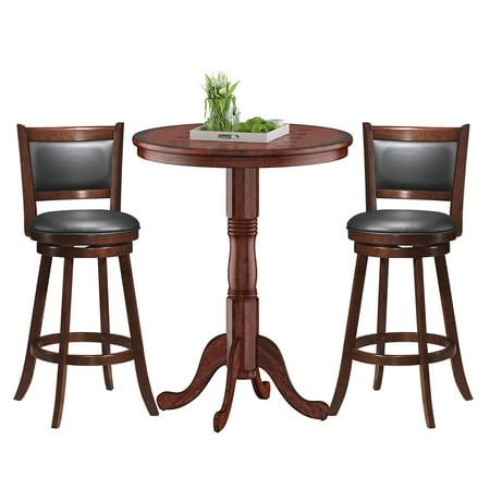 Our 30 inch pub table set with spacious tabletop can meet your various needs, and you can place it on the entryway, kitchen, living room, dining room, patio or other places according to your demands. This round bistro table set with classic appearance will add a sense of elegance to your space. The stable base ensures great stability, which allows you to place different items on the table. Besides, the bar stools seat and back are softly upholstered with superior sponge to allow you to comfortab Round Bar Height Table, Bistro Table Set, Round Bar Table, Bar Table And Stools, Pedestal Side Table, Chess Table, Pub Table Sets, Bar Height Table, Wood Pedestal