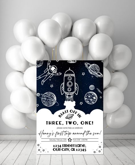 Astronaut 1st Birthday Invitation, 3 2 1 Blastoff Birthday, 1st Trip Around The Sun Birthday Party Invite, First Blast Off Birthday, First Trip Around The Sun Birthday Party Invitations, First Trip Around The Sun Birthday Invitation, 3rd Trip Around The Sun Birthday, 3 2 One Blast Off Birthday, Three Two One Blast Off Birthday