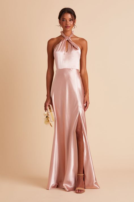 Dusty Rose Bridesmaid Dresses - Shop Dresses Under $100 | Birdy Grey Maid Of Honor Dress Rose Gold, Gray Bridesmaid Dresses, Rose Gold Bridesmaid Dress, Monica Dress, Dresses Amazon, Bridesmaid Dresses Satin, Rose Gold Bridesmaid, Satin Gowns, Dusty Rose Bridesmaid Dresses