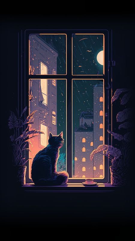 Lofi Art, Night Sky Wallpaper, Free Hd Wallpapers, Night City, Hd Wallpapers, Night Sky, A Cat, Wallpapers, Stars