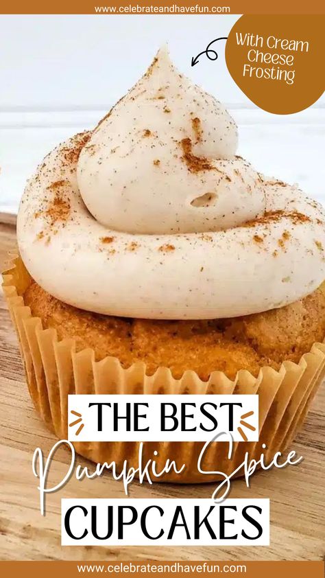 pumpkin spice cupcake recipe Cupcake Cream Cheese Frosting, Cabin Meals, Indulgent Recipes, Spice Cake Mix And Pumpkin, Pumpkin Cupcake Recipes, Cake Mix Cupcakes, Fall Dessert Recipes Easy, Cupcakes With Cream Cheese Frosting, Fall Desserts Easy