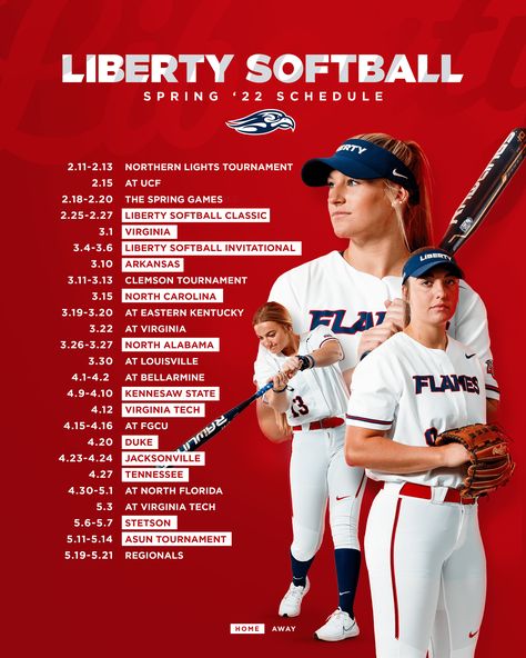 Liberty Softball Schedule Posters on Behance Softball Schedule, Softball Graphics, Sports Marketing Design, Softball Posters, Kennesaw State, Spring Games, Ncaa Softball, Sports Marketing, Sports Graphic Design