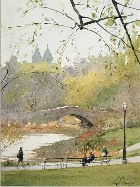 Andy Evansen, Easy Painting Projects, Watercolor Guide, Master Watercolor, Watercolor Scenery, Sketch Watercolor, Watercolour Landscape, Canvas Art Projects, Watercolor Architecture