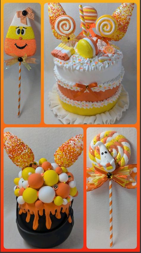 Custom Order: Candy Corn Fake Bakes Diy Fake Candy, Fake Halloween Candy, Fake Bake Halloween, Fake Bake Gingerbread Man, Fake Candy Decorations Diy, Fake Candy Decorations, Christmas Fake Bakes, Faux Halloween Cupcakes, Halloween Fake Bakes