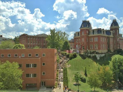 WVU Campus, Morgantown, WV A Beautiful Place to Learn! Photo by Stephanie Murphy Morgantown Wv, West Virginia University, Learn Photo Editing, Virginia Homes, Country Roads Take Me Home, Dream College, Take Me Home, Favorite City, West Virginia