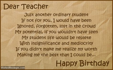 Birthday poems for teacher | WishesMessages.com Birthday Message For Teacher, Happy Birthday Teacher Card, Birthday Quotes For Teacher, Wishes For Teachers, Greetings For Teachers, Happy Birthday Teacher, Birthday Wishes For Teacher, Birthday Greetings For Boyfriend, Teacher Birthday Card