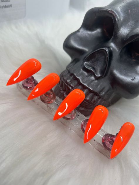 Newelectric Orange-glossy Neon Orange Gothic Gel Nails Orange Gel Nails /orange Glossy Luxury Gel Press on Nails/witchy Nails/neon Nails - Etsy Gothic Gel Nails, Orange Brown Nails, Gel Nails Orange, Orange Gel Nails, Nails Witchy, Nails Neon, Nails Orange, Gel Press On Nails, Witchy Nails