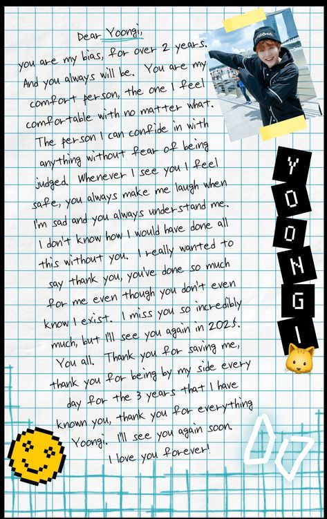 My fan letter to Yoongi haha Fan Letter To Idol, Bts Stuff, Birthday Wishes Quotes, Wishes Quotes, Instagram Icons, Writing Paper, I Miss You, Birthday Wishes, I Laughed