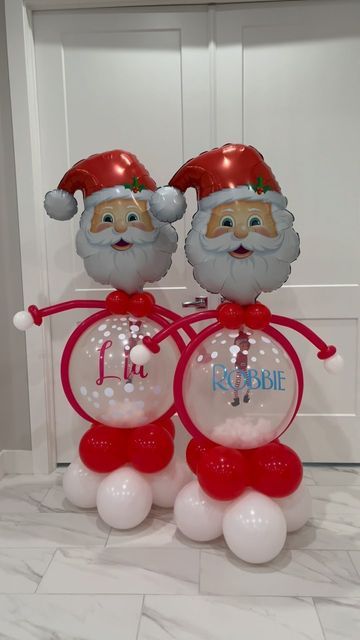 Balloon Decorations and Event Rentals Palm Beach on Instagram: "One way make a Santa 🎅 #christmasdecor #christmasballoons #santa #balloons #balloondecorations #southfloridaballoons #palmbeachballoons" Christmas Stuffed Balloon Ideas, Christmas Bubble Balloons, Christmas Stuffed Balloons, Elf Balloon Ideas, Elf On The Shelf Balloon Arrival, Elf Arrivals, Elf Balloons, Christmas Balloon Decor, Balloon Diy Crafts