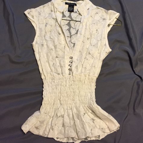 Cream Lace. Size Small. Very Sexy. Plunge Neck. Can Be Worn With Cami Underneath. Lace Detail. Never Worn. Has Jewels Down The Middle Lace Button Up Shirt, Jewel Top, Cute Nike Shoes, Lace Button, Cream Lace, Button Up Shirt, Up Shirt, Lace Detail, The Middle