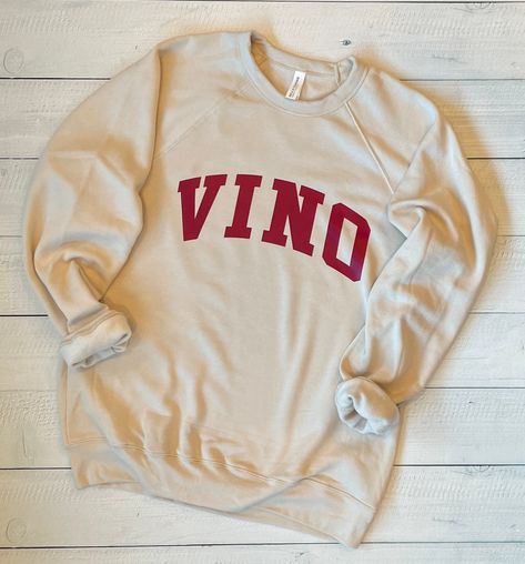 A funny wine shirt for the wine lover in your life! Just embrace it! VINO! About the funny wine Sweatshirt: - Listing photo is Heather Dust with maroon vinyl - Super Soft Fleece Sweatshirt - Unisex sizing - Tearaway label PLEASE NOTE: All our apparel is custom and made to order, so we do not accept returns or exchanges. Feel free to contact us with questions regarding fit/ sizing charts. PLEASE NOTE: The way the colors appear on different devices may vary and may not be an exact representation. Wine Outfit, Wine Shirt, Holiday Apparel, Wine Brands, Embrace It, Funny Wine, Wine Shirts, Wine Humor, Wine Lover