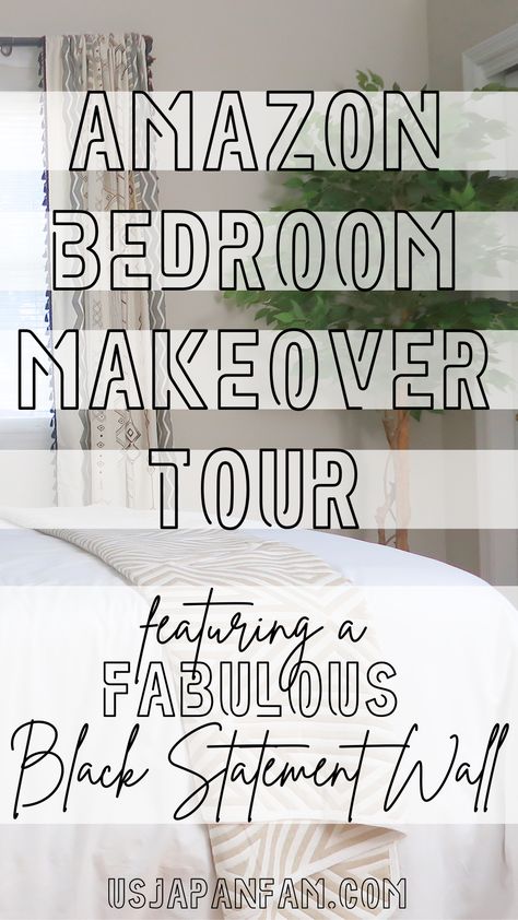 I did this bedroom makeover ALL BY MYSELF including painting a fabulous black statement wall, installing industrial curtain rods, and much more! Come enjoy my tour, you can find most items linked to purchase on Amazon (some we bought, others were sent to us to review)!! I hope you find some DIY home renovation and neutral / black white beige bedroom design inspiration!! Black White Beige Bedroom, Black Statement Wall, White Beige Bedroom, Neutral And Black Bedroom, Black And Beige Bedroom, Nuetral Bedroom, Beige Bedroom Design, Beige And Black Bedroom, Cream And Grey Bedroom