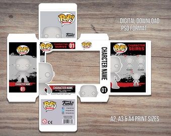 Funko Pop Box Template, Funko Box, Funko Pop Box, Editing In Photoshop, A4 Template, Custom Funko Pop, Pop Box, Custom Funko, Font Shop