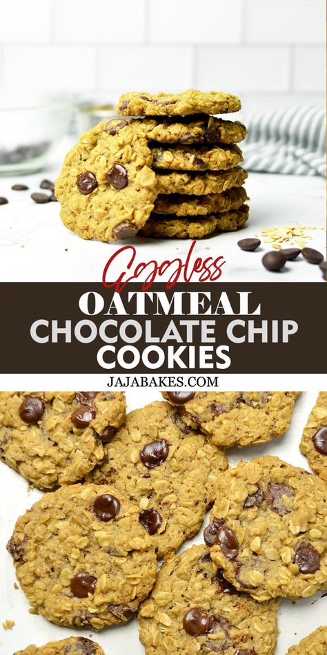 These Eggless Oatmeal Chocolate Chip Cookies are so easy and quick to make with simple ingredients. In fact, these are so good and you will be surprised with their crisp, crunchy, and chewy texture. Eggless Oatmeal Chocolate Chip Cookies, Eggless Oats Cookies, Oatmeal Chocolate Chip Cookies Healthy, Eggless Oatmeal Cookies, Oatmeal Raisin Chocolate Chip Cookies, Soft Chewy Oatmeal Cookies, Oat Chocolate Chip Cookies, Peanut Butter Oatmeal Chocolate Chip, Peanut Butter Oatmeal Chocolate Chip Cookies