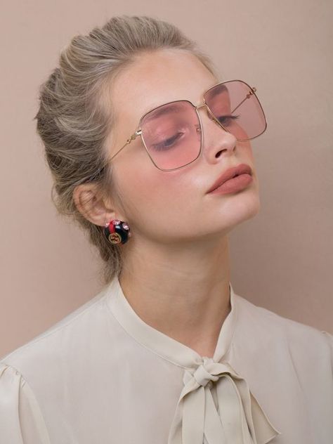 Gucci Pink Large Round Sunglasses $415 Round Lens Sunglasses, Fake Glasses, Glasses Trends, Sunglasses Outfit, Eyewear Trends, Designer Shades, Trendy Glasses, Cute Sunglasses, Cute Glasses