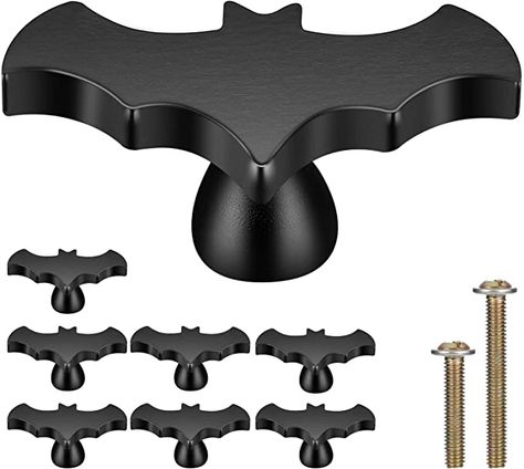 Gothvanity Bat Cabinet Knobs 8 Pack - Gothic Decor Knobs for Kitchen Cabinet, Drawer Pull, Dresser and Cupboard Handle - Wood- 2.6 x 1.3 Inches - Black Gothic Kitchen Decor, Gothic Nursery, Simple Dresser, Gothic Kitchen, Glass Cabinet Door, Spooky Home Decor, Cabinet Hardware Knobs, Drawer Pulls And Knobs, Goth Home Decor