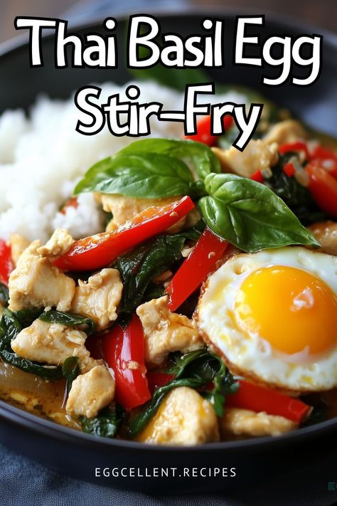 If you crave a delightful and aromatic dish, Thai Basil Egg Stir-Fry is a fantastic option. #thai basil stir fry sauce #thai lime and basil stir fry sauce #thai basil stir fry vegetarian #thai basil stir fry recipes #thai chicken basil recipes stir fry #chinese eggplant recipes stir fry thai basil #thai basil stir fry tofu #thai basil stir fry beef #thai basil stir fry chicken #thai basil stir fry vegetables #thai chilli basil stir fry #spicy thai basil stir fry Thai Chicken Basil Recipes, Thai Chicken Basil, Chicken Thai Basil, Stir Fry Vegetarian, Thai Basil Stir Fry, Stir Fry Tofu, Chicken Basil Recipes, Basil Stir Fry, Chinese Eggplant Recipes