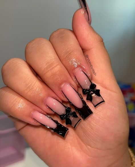 Pink And Black Nails Acrylic Coffin Long, Black And Pink Croc Nails, Long Square Acrylic Nails Goth, Y2k Nails Acrylic Long Black, Xl Goth Nails, Pink Press On Nails, Freestyle Nails, Summer Acrylic, Girly Acrylic