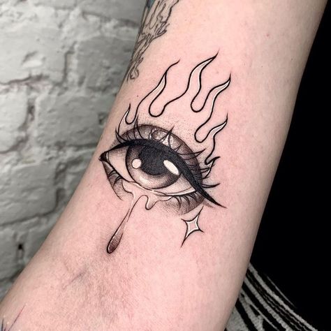 Realistic Eye Tattoo, Egyptian Eye Tattoos, Small Wave Tattoo, Omerta Tattoo, Tattoo Inspiration Men, Skeleton Hand Tattoo, Fire Tattoo, Back Of Shoulder Tattoo, Forearm Tattoo Women