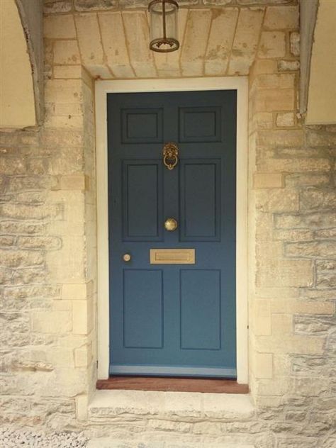 Farrow And Ball Front Door, Front Door Farrow And Ball, Stifkey Blue, Ball Inspiration, Victorian Front Doors, Cottage Front Doors, Front Door Inspiration, Door Colour, Stiffkey Blue