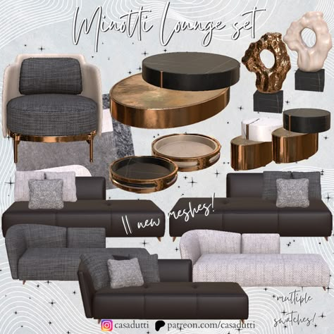 Minotti Lounge set preview | Patreon Sims 4 Glamour Furniture Cc, Alpha Furniture Sims 4, Sims 4 Lounge Cc, Sims 4 Alpha Cc Furniture, Sims 4 Couches Cc, Sims 4 Luxury Cc, Ts4 Skin, Living Room Sims 4, Sims 4 Cc Furniture Living Rooms