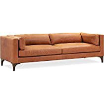 Check this out! Soft Leather Sofa, Sofa Cognac, Petite Sofa, Poly And Bark, Top Grain Leather Sofa, Italian Leather Sofa, Genuine Leather Sofa, Poly & Bark, Square Arm Sofa