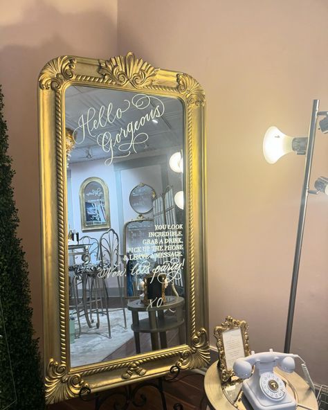 Loved writing on this gorgeous mirror for @poshpaperstationery! Swipe to see the adorable phone that goes along with it for guests to leave a message at a wedding reception! Come see it in person (and all the other wonderful bridal offerings) when I teach a calligraphy class on April 17 at Gallery 118 in the Reading Bridal District! The perfect calligraphy night for DIY brides! 👰 . . . #customlettering #moderncalligraphy #madeinohio #moderncalligrapher #letteringartist #cincinnati #calli... Diy Brides, Come And See, Modern Calligraphy, Wedding Reception, Wonder, Mirror, The Incredibles, Writing, Instagram