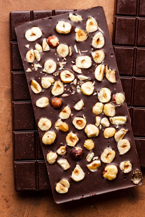 Homemade vegan chocolate with hazelnuts - Lazy Cat Kitchen Nutella Chocolate Bar, Cake Pictures Aesthetic, Cake Aesthetic Design, Edible Cookie Dough Recipe For One, Cupcake Recipes Uk, Homemade Vegan Chocolate, Vegan Hazelnut, Homemade Mozzarella Cheese, Chocolate Salami