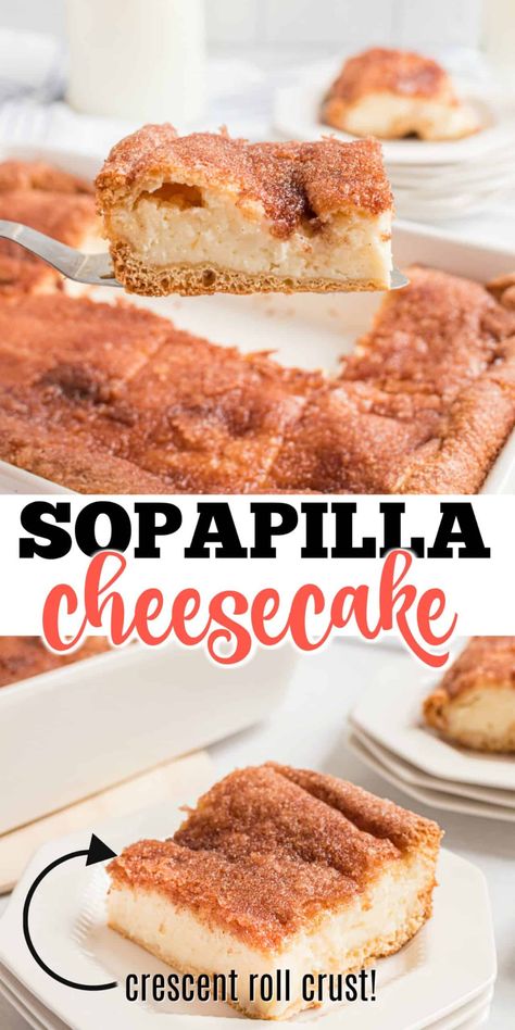 Sopapilla Cheesecake Recipe, Easy Sopapilla Cheesecake, Sopapilla Recipe, Sopapilla Cheesecake Bars, Cheesecake Desserts Recipes, Sopapilla Cheesecake, Churro Cheesecake, Shugary Sweets, Homemade Recipes Dessert