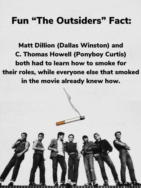 The Outsiders Fun Facts, The Outsiders Facts, The Outsiders Tattoo, Outsiders Wallpaper, Greasers And Socs, The Outsiders Quotes, Ponyboy Curtis, The Outsiders Imagines, Outsiders Movie