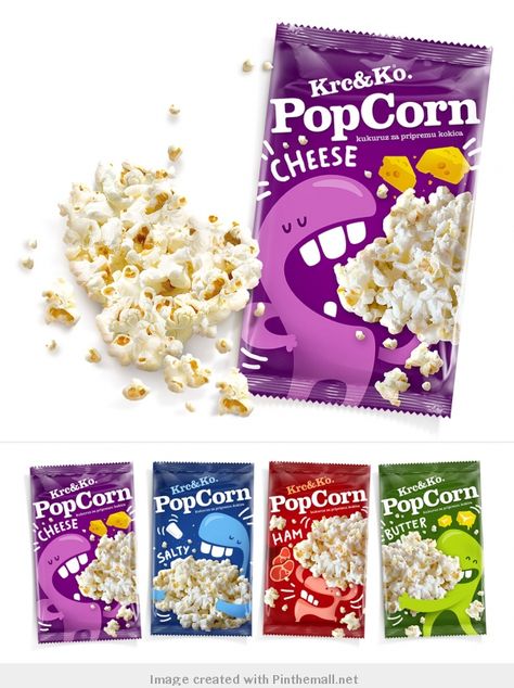 Popcorn Packing Ideas, Popcorn Package Design, Lettuce Packaging, Popcorn Packaging Design, Candy Packaging Design, Packing Box Design, Popcorn Design, Popcorn Packaging, Glass Shelves Decor