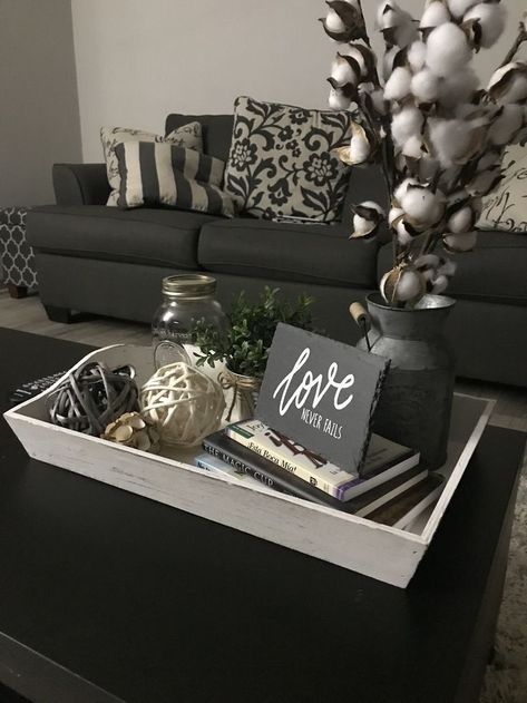 49 Smart Farmhouse Coffee Table Decor Ideas To Try Check more at https://www.instengram.com/49-smart-farmhouse-coffee-table-decor-ideas-to-try-6/ Farmhouse Coffee Table Decor Ideas, Ottoman Coffee Table Decor, Farmhouse Coffee Table Decor, Table Tray Decor, Coffee Table Decor Ideas, Coffee Table Decor Living Room, Coffee Table Decor Tray, Center Table Decor, Farmhouse Coffee Table