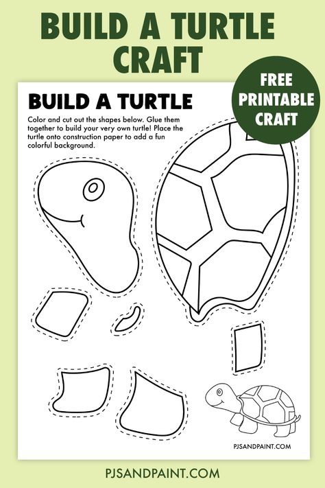 Build A Frog Printable, Build A Turtle Printable, Turtle Art For Kids, Turtle Activities For Preschool, Coloring Contest Ideas, Summer Lesson Plans, Turtle Craft, Summer Lesson, Clay Turtle