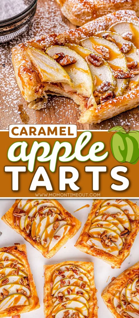 Apple Tart Puff Pastry, Puff Pastry Fruit, Apple Recipes With Puff Pastry, Easy Apple Tart, Caramel Apple Tart, Honey Cinnamon Butter, Pastry Fruit, Apple Tarts, Breakfast Tart