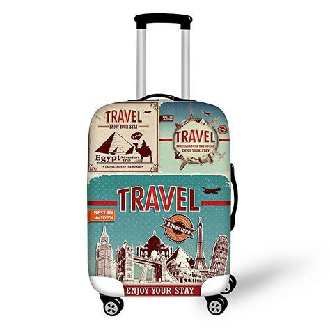 Amazon.com | Bigcardesigns Cool Travel Luggage Protective Covers for 22"-26" Suitcase Elastic | Luggage Cute Luggage, Suitcase Cover, Suitcase Bag, Luggage Covers, Luggage Cover, Suitcase Traveling, Luggage Sets, Rain Cover, Luggage Accessories