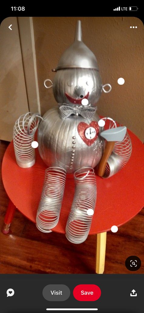 Tin Man Pumpkin, Book Character Pumpkins, Story Book Pumpkin, Character Pumpkins, Creative Pumpkin Decorating, Pumpkin Decorating Contest, Pumpkin Contest, Halloween Pumpkin Designs, Pumpkin Projects