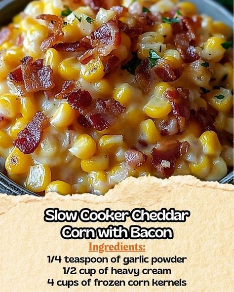 Daily Yum Recipes Slow Cooker Cheddar Corn With Bacon, Corn With Bacon, Daily Yum, Cheddar Corn, Yum Recipes, Roll Recipes, Crescent Roll Recipes, Crescent Roll, Corn Kernel