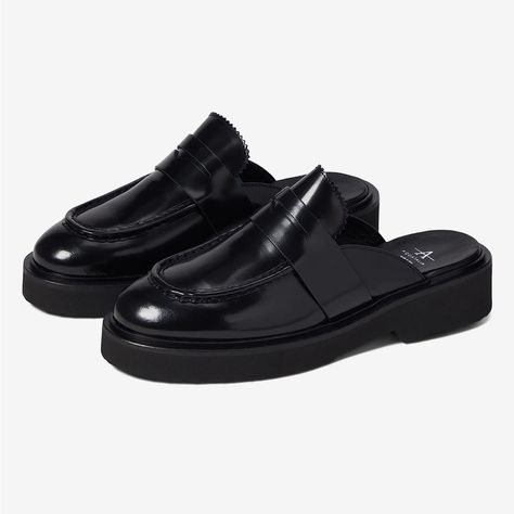 Worn Once. Like New. Bnib Aquatalia “Michelina” Black Leather Mule Size 8 Comes With Dust Bag Black Flat Leather Shoes, Black Suede Flats, Patent Loafers, Embroidered Flats, Black Mules, Black Leather Mules, Metallic Flats, Patent Leather Loafers, Black Leather Flats