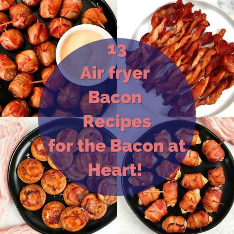 Air fryer Bacon Recipes Bacon Air Fryer, Bacon Wrapped Recipes, Bacon Wrapped Potatoes, Easy Bacon Recipes, Bacon Grilled Cheese Sandwich, Breakfast Brunch Party, Air Fryer Bacon, Bacon Grilled Cheese, Bacon On The Grill