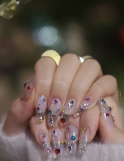 Nails And Gems, Asian Nails, Cute Acrylic Nail Designs, Exotic Nails, Nail Tattoo, Gem Nails, Diamond Nails, Nail Designs Glitter, Nails Desing