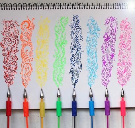 Gel pen art Gel Pen Doodles, Gel Pen Drawings, Gel Pen Art, Pen Doodles, Mandala Doodle, Doodles Drawings, Zentangle Drawings, Doodle Art Designs, Mandala Design Art