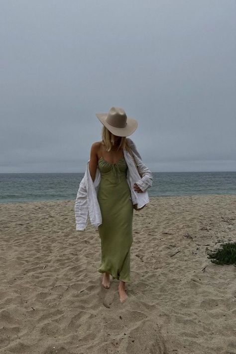 Coastal Cowgirl Outfit, Silk Dress White, Beach Cowgirl, Coastal Cowgirl Aesthetic, Cowgirl Photoshoot, Hamptons Summer, Artsy Pictures, Cowgirl Aesthetic, Bachelorette Outfits