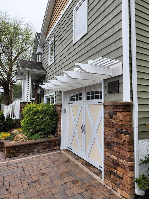 Lifetime Warranty Eyebrow Pergola Kits Eyebrow Pergola, Pergola Garage, Garage Front Door, Window Pergolas, Door Pergola, Attached Pergola, Garage Pergola, Vinyl Pergola, Vinyl Exterior