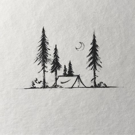 Natur Tattoo Arm, Camping Tattoo, Camping Drawing, Camping Photography, Have A Great Week, Nature Tattoos, Tree Tattoo, Great Week, Pen Art