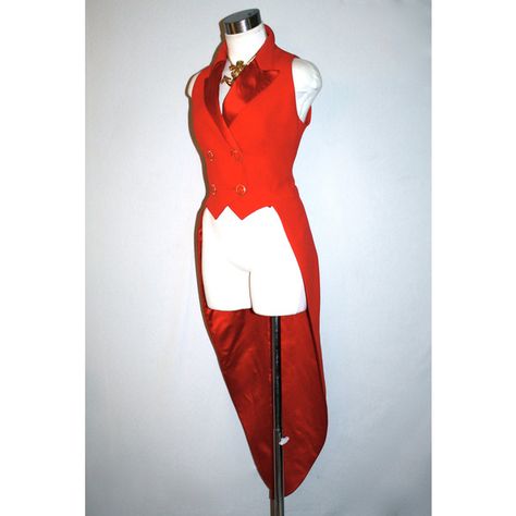 Vintage GIANNI VERSACE COUTURE Vest Red Ringleader Tails Waistcoat... ($775) ❤ liked on Polyvore featuring outerwear, vests, vest waistcoat, versace, travel vest, vintage vest and waistcoat vest Satine Moulin Rouge, Moulin Rouge Costumes, Coat Tails, Fashion Terminology, Circus Dress, Red Tuxedo, Circus Costumes, Ladies Vest, Circus Costume