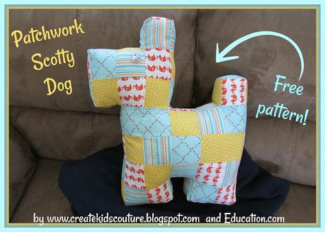 Create Kids Couture: Patchwork Scotty Dog Sewing Animals, Dog Sewing, Create Kids Couture, Patchwork Squares, Dog Sewing Patterns, Patchwork Diy, Paper Sewing, Sewing Projects Free, Scotty Dog