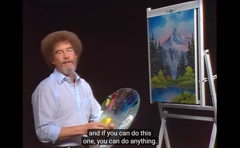 All 403 episodes of The Joy of Painting are on YouTube. Here are five of the most inspiring installments. Rob Ross, Bob Ross Painting Videos, Bob Ross Youtube, Robert Ross, Bob Ross Art, Bob Ross Paintings, The Joy Of Painting, Asymmetrical Bob, Choppy Bob